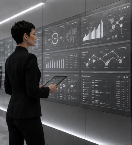 Principal reviewing studio performance dashboards